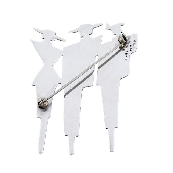 Vintage Mexico Taxco TN-44 Sterling Silver 925 Modernist Trio Brooch - Picture 4 of 7